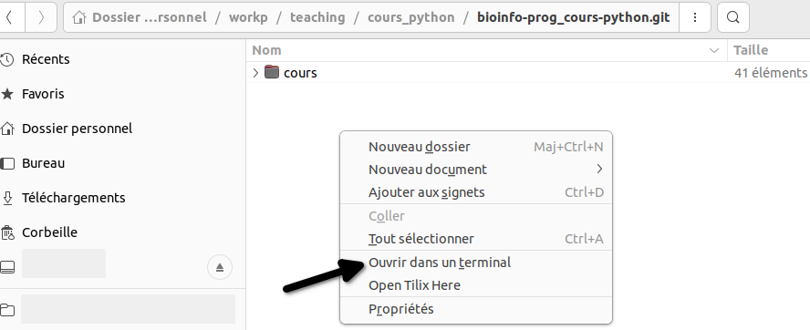 Lancement d'un terminal depuis un répertoire donné avec Nautilus).